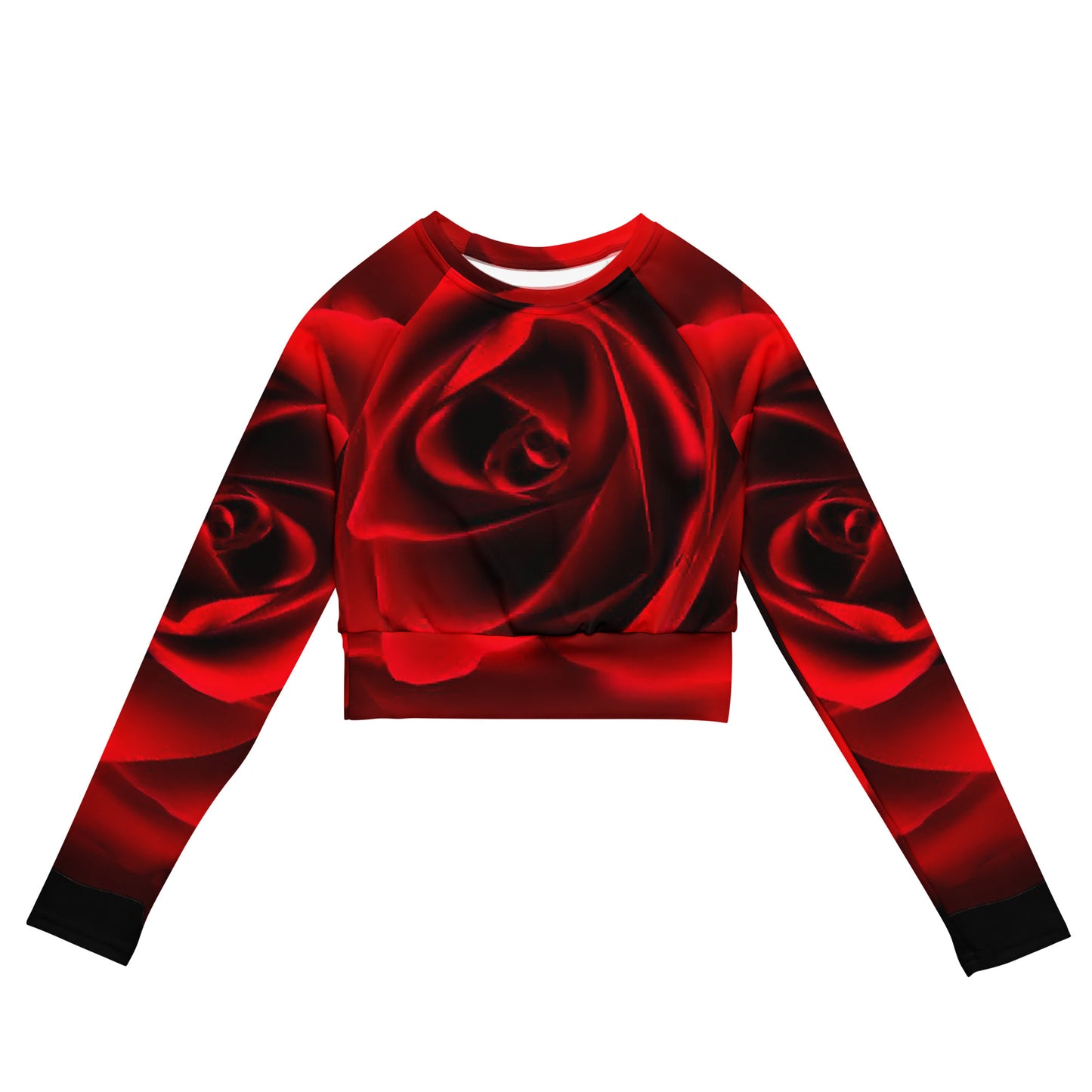 Vibrant Rose Long-Sleeve Crop Top - Plus Size