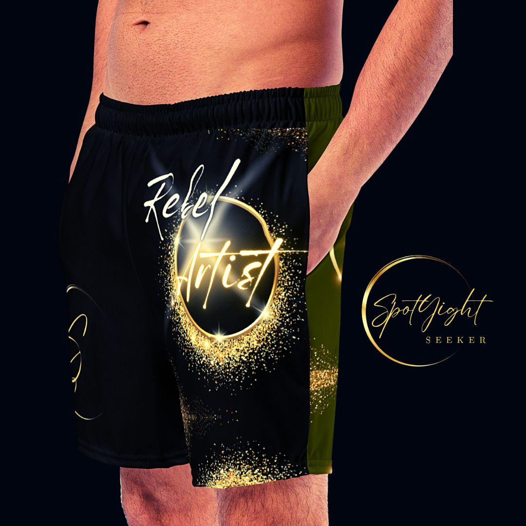 🌿 Warrior Rebel, Embrace the Duality 🌚 Channel Your Inner Beach Warrior ✨  Embrace duality with our Two-Tone Karaka/Black Rebel Artist Swim Trunks. The army green meets classic black design embodies the warrior rebel artist within you – strong, adaptable, and always challenging boundaries.  Wearing these swim trunks is a statement – you're a warrior who dances between the lines of tradition and innovation. Wear them to radiate the harmonious balance of your creative spirit.