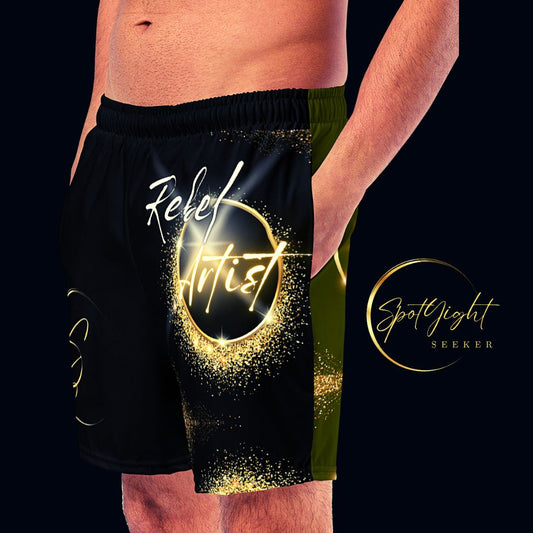 🌿 Warrior Rebel, Embrace the Duality 🌚 Channel Your Inner Beach Warrior ✨  Embrace duality with our Two-Tone Karaka/Black Rebel Artist Swim Trunks. The army green meets classic black design embodies the warrior rebel artist within you – strong, adaptable, and always challenging boundaries.  Wearing these swim trunks is a statement – you're a warrior who dances between the lines of tradition and innovation. Wear them to radiate the harmonious balance of your creative spirit.
