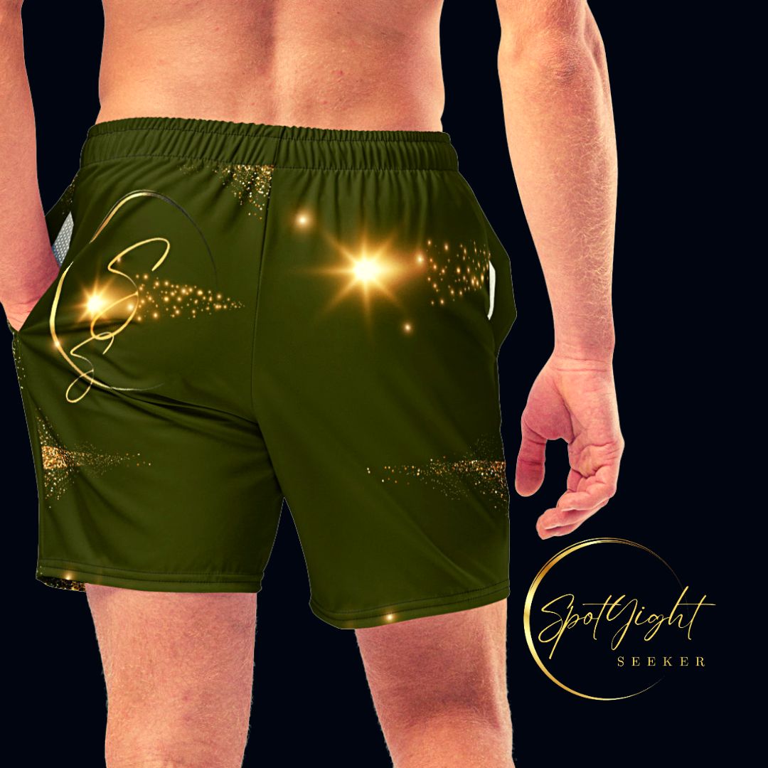 Karaka Rebel Artist Swim Trunks - Army green swim trunks representing the warrior spirit of the rebel artist.
