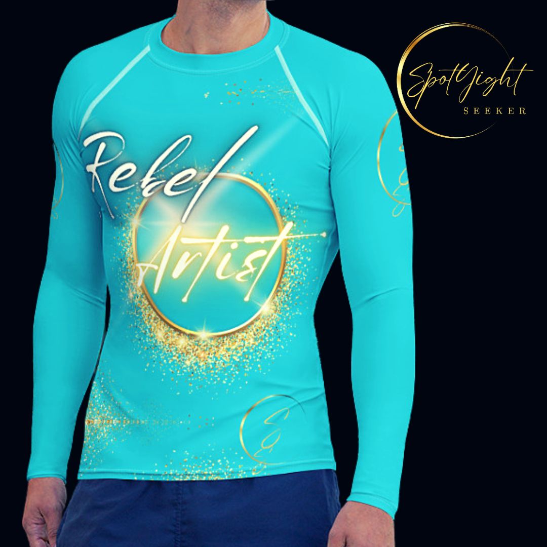Rebel Artist Men's Rash Guard - Bright Summer Sky