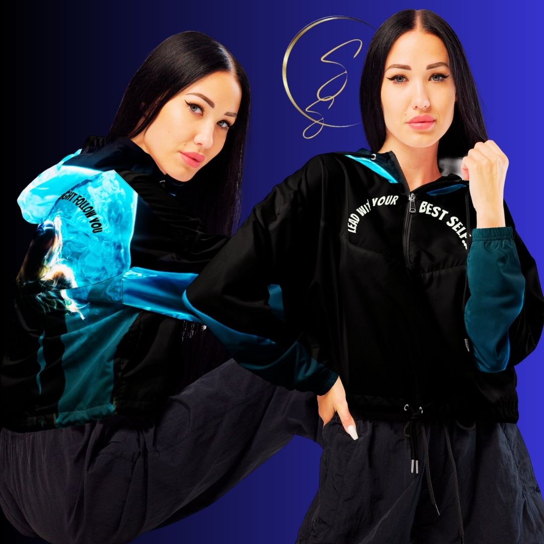 See yourself in the spotlight Female Artist LBS Aqua Spotlight Cropped Windbreaker