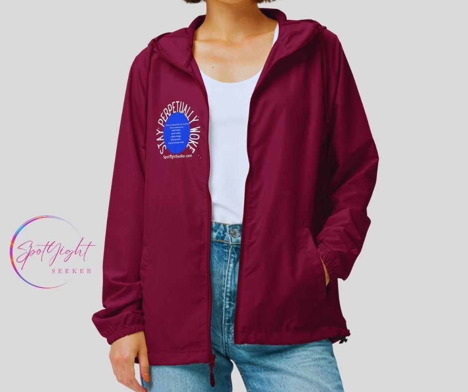 Stay Perpetually Woke Unisex Lightweight Zip Up Windbreaker - Dark Colors