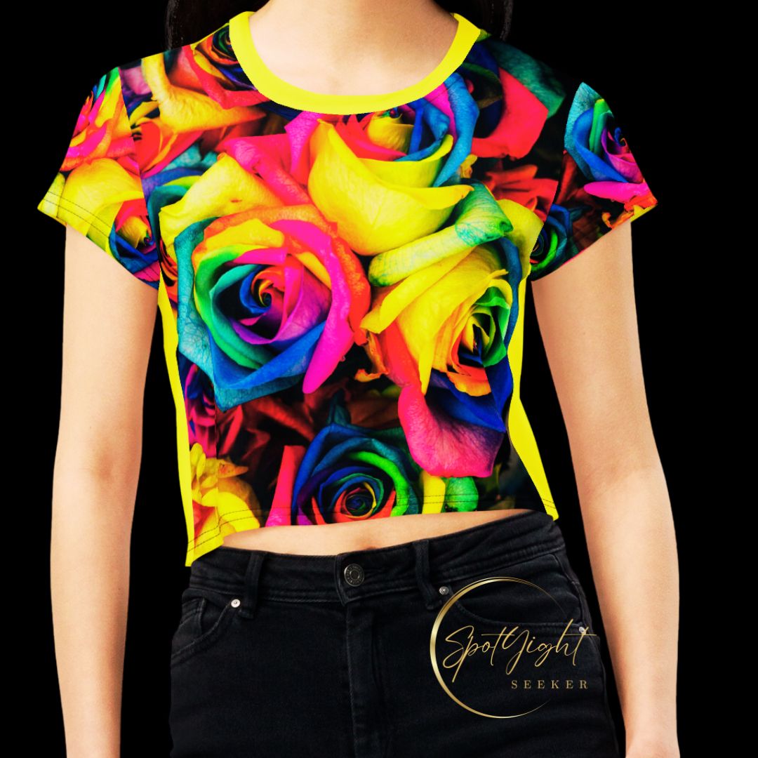 Emote Merch from SpotlYght Seeker - from the Bravo and Roses Collection the Sunlight & Roses Cropped Tee for the Female  Artist because artists deserve praise.