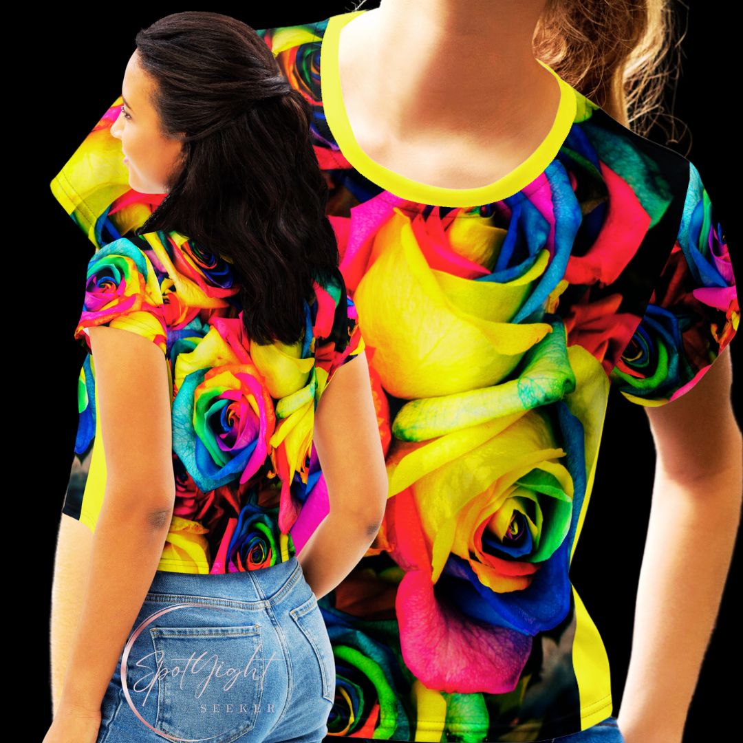 Emote Merch from SpotlYght Seeker - from the Bravo and Roses Collection the Sunlight & Roses Cropped Tee for the Female  Artist because artists deserve praise.