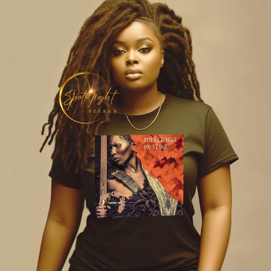 Unleash the Vulnerable Warrior in you with the new Unisex Vulnerable Warrior T-Shirt - BFA2. Strike the perfect balance between vulnerability on stage and warrior strength off it. Own your journey fearlessly!