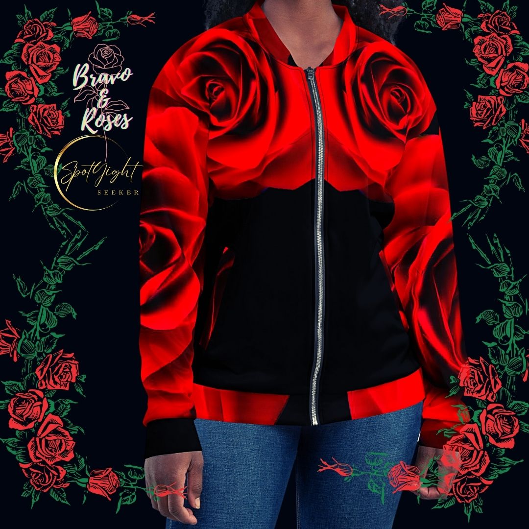  Emote Merch from SpotlYght Seeker - Bravo and Roses Bomber Jacket for the Artist because artists deserve praise.