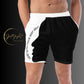 LBS Men's Swim Trunks - Stylish and confident male artist wearing vibrant swim trunks by SpotlYght Seeker