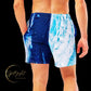 Dedicated artists wearing vibrant Ride the Wave Swim Trunks, embodying the artistic journey's highs and lows with the passion that drives their creativity. Embrace the ups and downs with SpotlYght Seeker's inspirational blend of style and support at the beach.