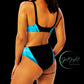 Aqua V SpotlYght High-Waisted Bikini - Triumph in the spotlight with confidence and creativity. Embrace victory and radiate aqua brilliance in this empowering masterpiece.