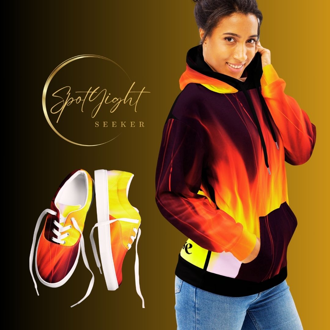 SpotlYght Seeker Artist on Fire Merch - A bold and empowering 46 Fan collection piece to ignite your journey and rise like a Phoenix. 🌟