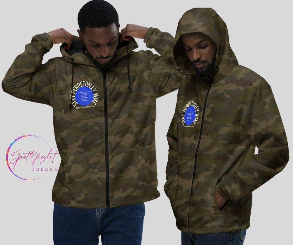 Stay Perpetually Woke Dark Windbreaker by SpotlYght Seeker - A badass black windbreaker with a message that slays