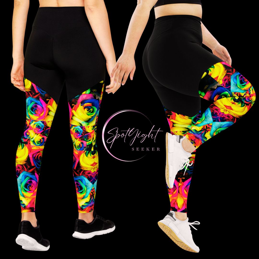 Emote Merch from SpotlYght Seeker - from the Bravo and Roses Collection the Moonlight & Roses Sports Leggings Plus Size for the Female  Artist because artists deserve praise.