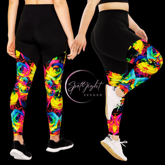 Emote Merch from SpotlYght Seeker - from the Bravo and Roses Collection the Moonlight & Roses Sports Leggings Plus Size for the Female  Artist because artists deserve praise.