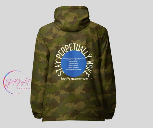 Stay Perpetually Woke Dark Windbreaker by SpotlYght Seeker - A badass black windbreaker with a message that slays