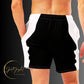 LBS Men's Swim Trunks - Stylish and confident man wearing vibrant swim trunks by SpotlYght Seeker