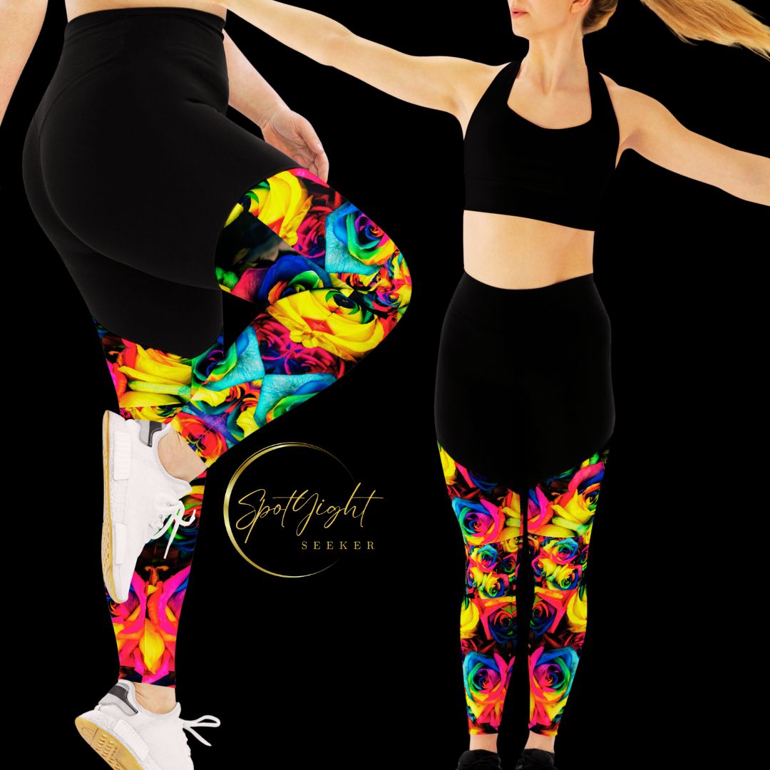 Emote Merch from SpotlYght Seeker - from the Bravo and Roses Collection the Moonlight & Roses Sports Leggings Plus Size for the Female  Artist because artists deserve praise.