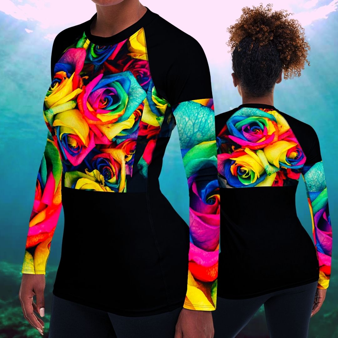 Elevate Your Expression with Emote Merch from SpotlYght Seeker: Discover the Moonlight & Roses Cropped Rash Guard 🌙🌹 from the Bravo and Roses Collection, Crafted for the Female Artist Who Deserves Praise.