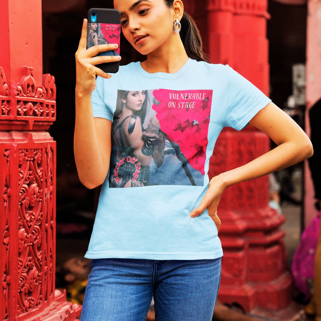 BRFA ROSE Vulnerable Artist Unisex Tee - Embrace authenticity and shield yourself from judgment with our empowering tee. Crush negative vibes and own your spotlight with every wear. Ocean Blue