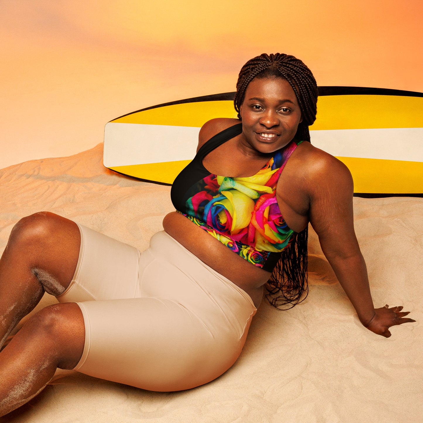 Plus Size Emote Merch from SpotlYght Seeker - from the Bravo and Roses Collection the Moonlight & Roses Sports Bra for the Female Artist because artists deserve praise.