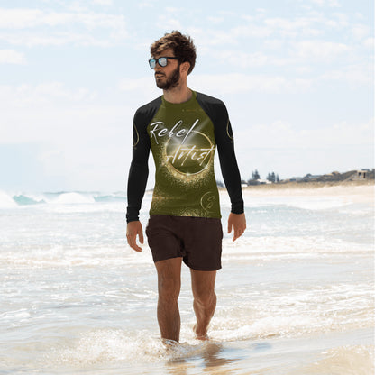 Rebel Artist Men's Rash Guard - Two-Tone Karaka/Black