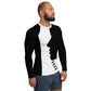 A confident man wearing the LBS Motivate Merch Men's Rash Guard, ready to lead with his best self and set goals for success
