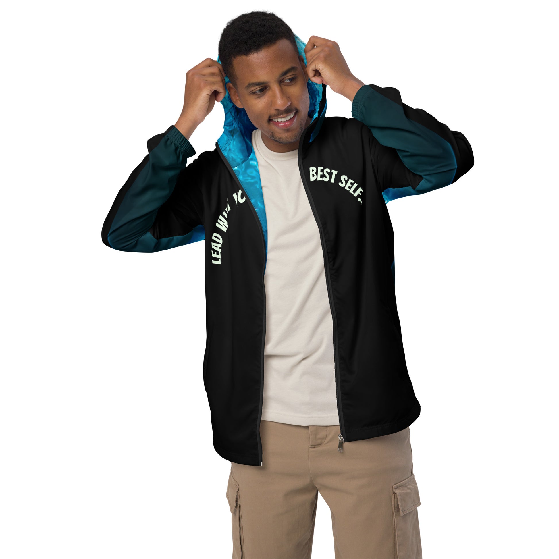 See yourself in the spotlight Male Artist LBS Men's Aqua Spotlight Windbreaker