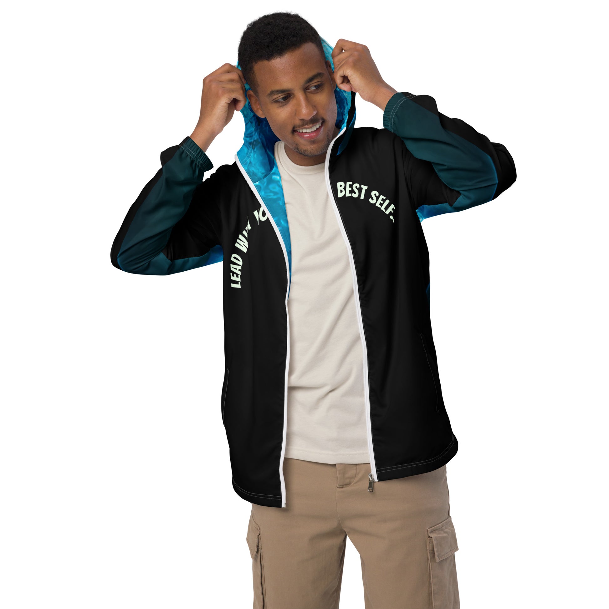 See yourself in the spotlight Male Artist LBS Men's Aqua Spotlight Windbreaker