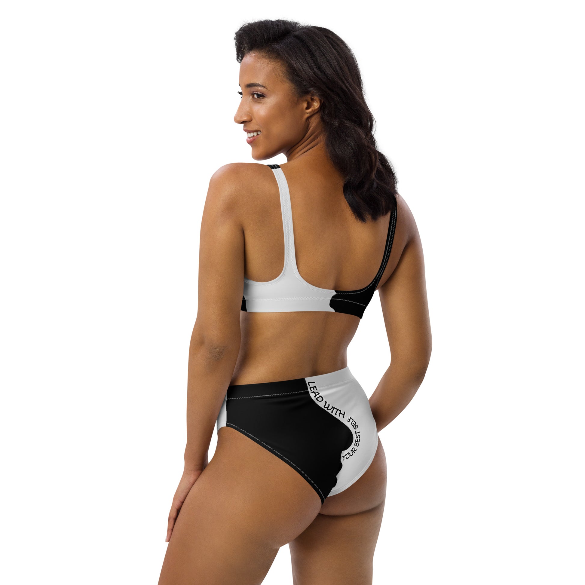 LBS Motivate Merch High-Waisted Bikini - Set Goals, Own the Spotlight - Your key to success and spotlight-worthy confidence!