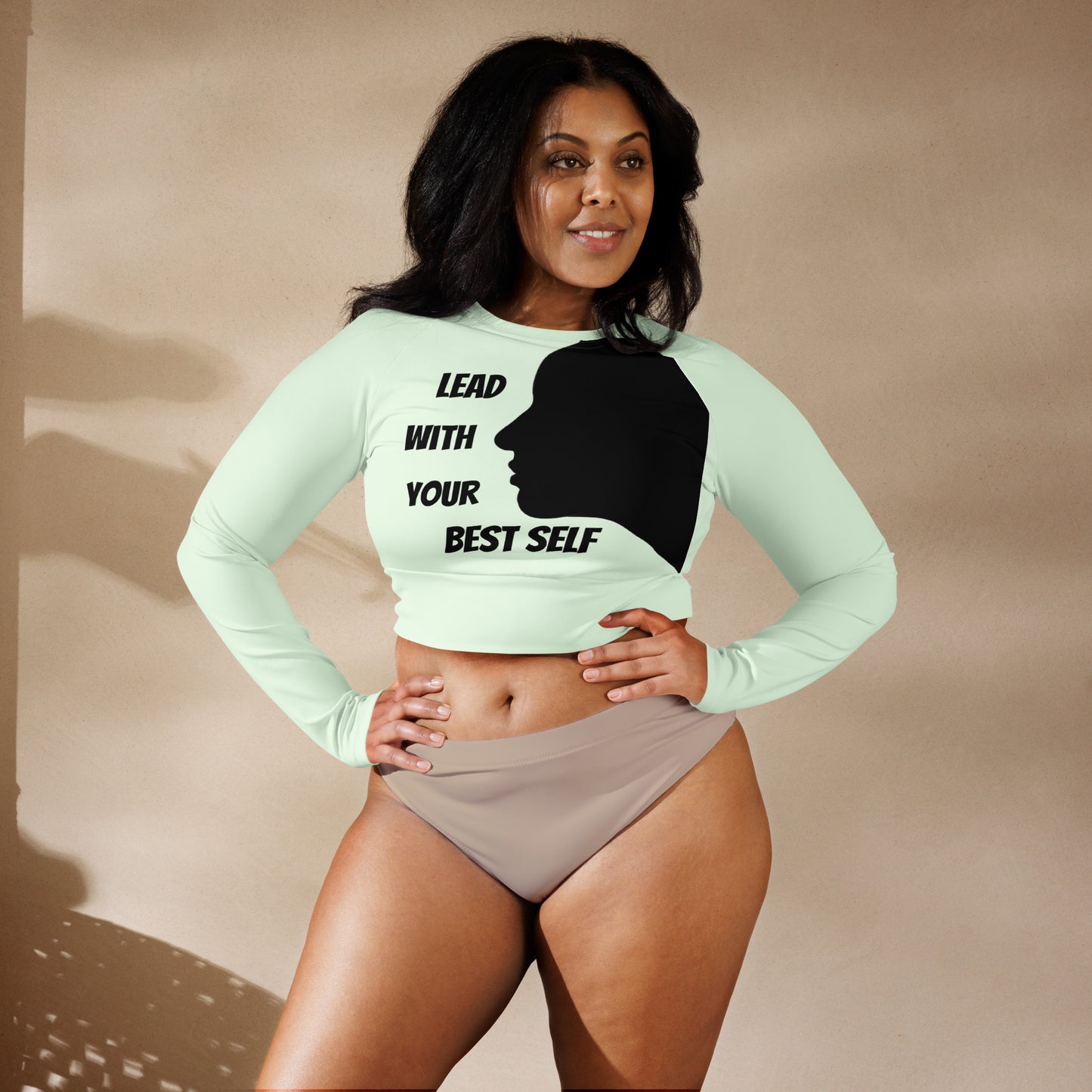 Dynamic Long-Sleeve Crop – Maintain sexy in a bulk fest season with SpotlYght Seeker's design-matched  mint crop top.