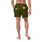 Two-Tone Karaka/Black Rebel Artist Swim Trunks - Army green and black swim trunks representing the duality of the warrior rebel artist.
