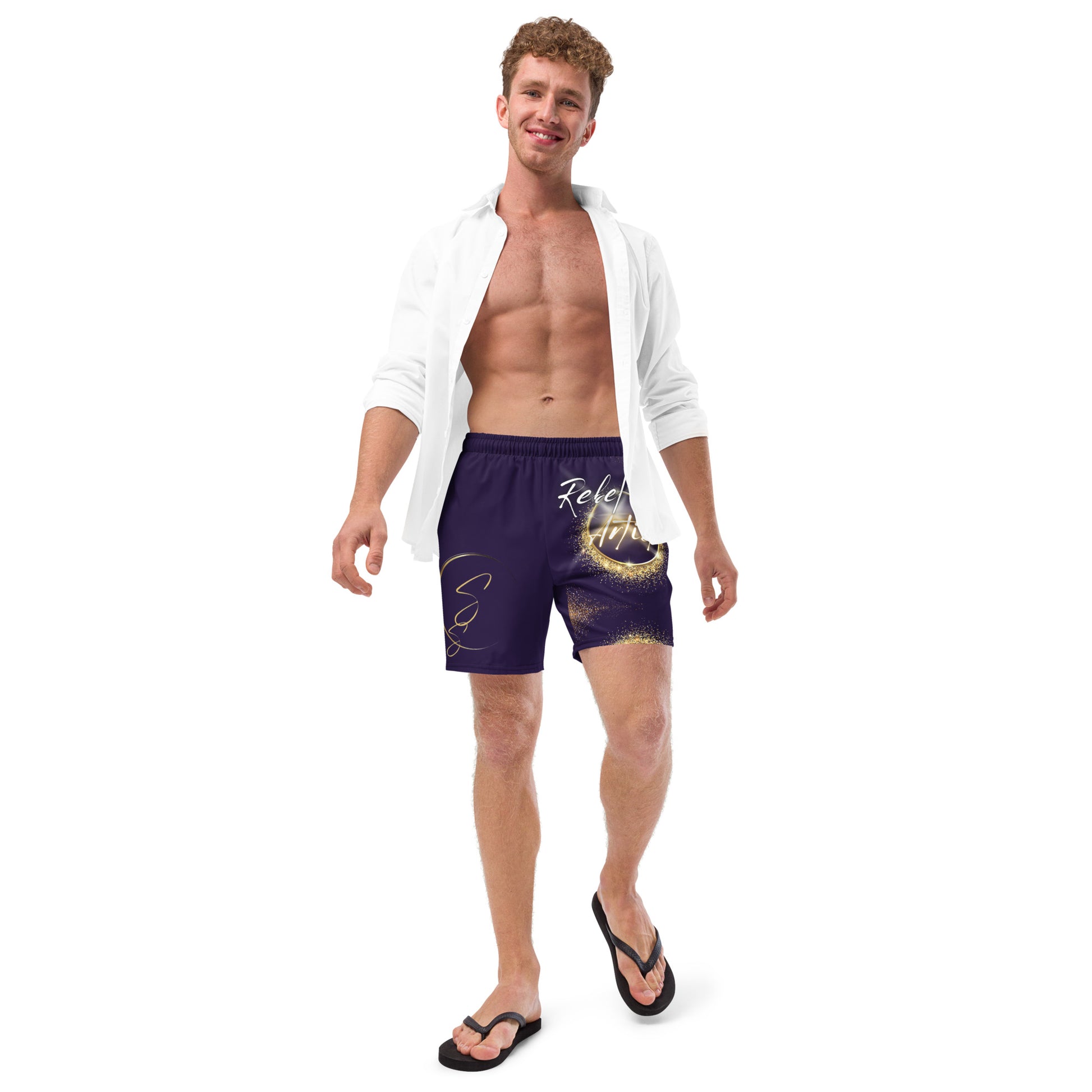Deep Purple Rebel Artist Swim Trunks - Rich deep purple swim trunks, embodying regal rebellion and ambition for the artist ready to elevate to top tier.