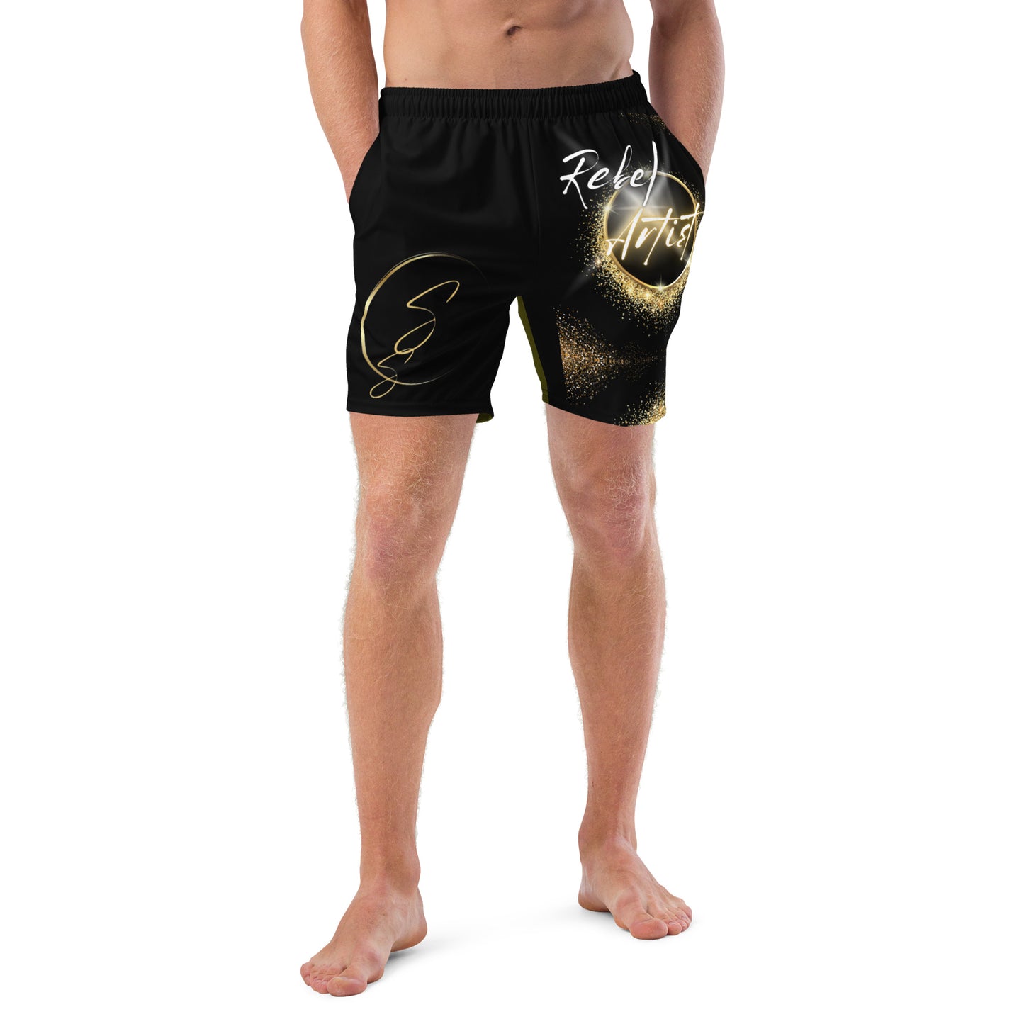🌿 Warrior Rebel, Embrace the Duality 🌚 Channel Your Inner Beach Warrior ✨  Embrace duality with our Two-Tone Karaka/Black Rebel Artist Swim Trunks. The army green meets classic black design embodies the warrior rebel artist within you – strong, adaptable, and always challenging boundaries.  Wearing these swim trunks is a statement – you're a warrior who dances between the lines of tradition and innovation. Wear them to radiate the harmonious balance of your creative spirit.