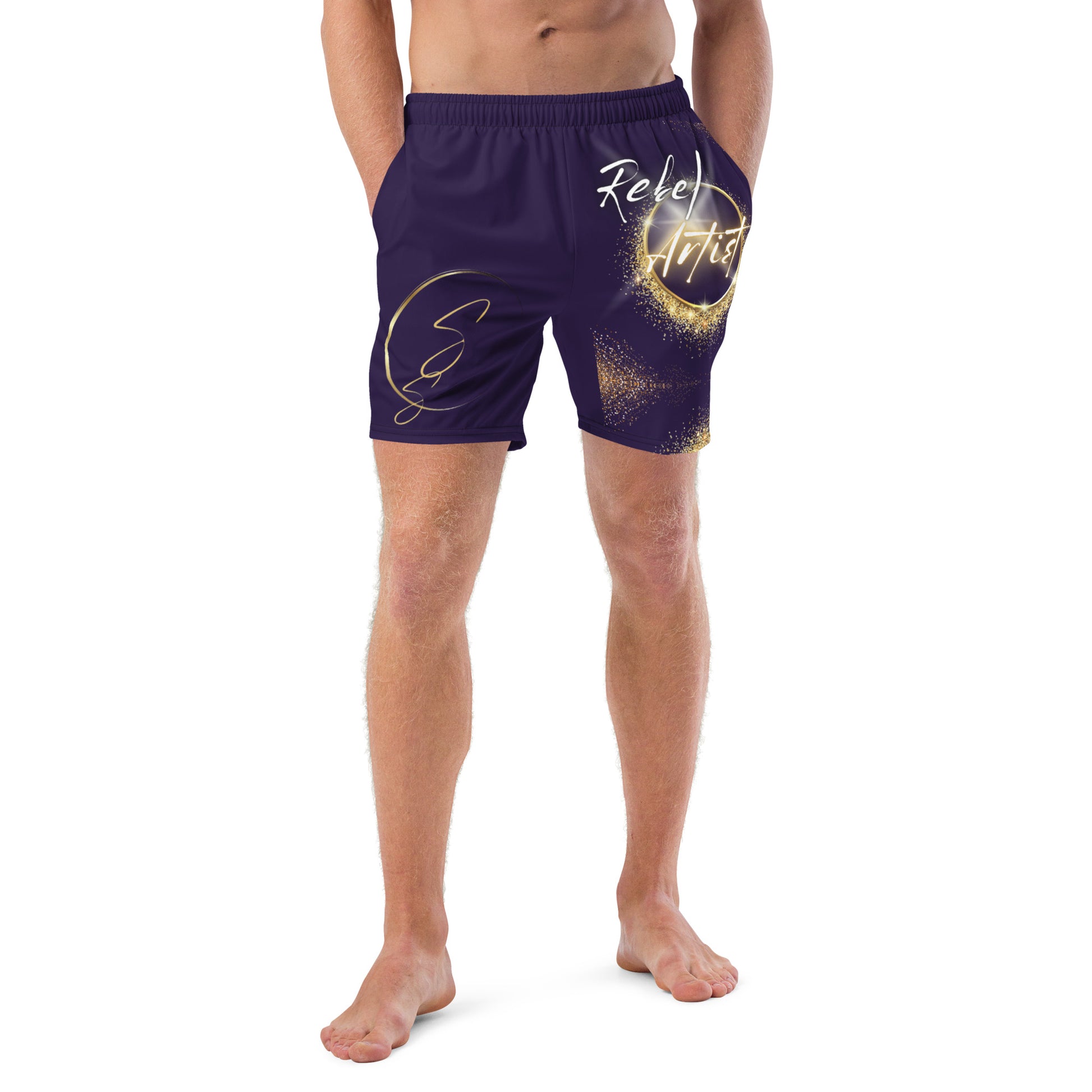 Deep Purple Rebel Artist Swim Trunks - Rich deep purple swim trunks, embodying regal rebellion and ambition for the artist ready to elevate to top tier.