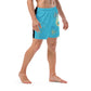Two-Tone Bright Summer Sky/Black Rebel Artist Men's Swim Trunks - A blend of bright blue and classic black swim trunks, embodying charisma, style, and rebellion.