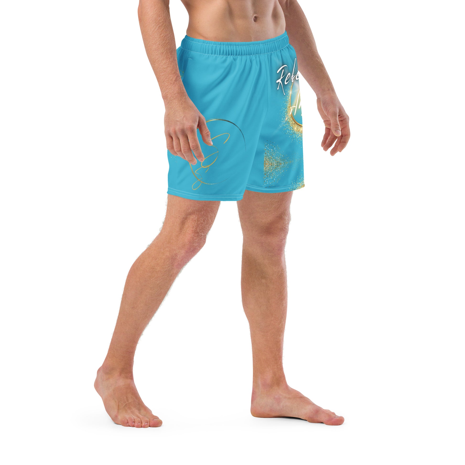 Bright Summer Sky Rebel Artist Swim Trunks - Colorful swim trunks capturing attention and style, designed for artists seeking recognition and self-expression.