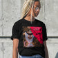 A bold and stylish Unisex Artist Vulnerable Warrior T-Shirt in Fresco design, specifically crafted for Black Female Artists (BFA). The shirt features empowering graphics, celebrating authenticity on stage and fierce warrior strength off stage. Perfect for making a statement in the world of art and beyond.