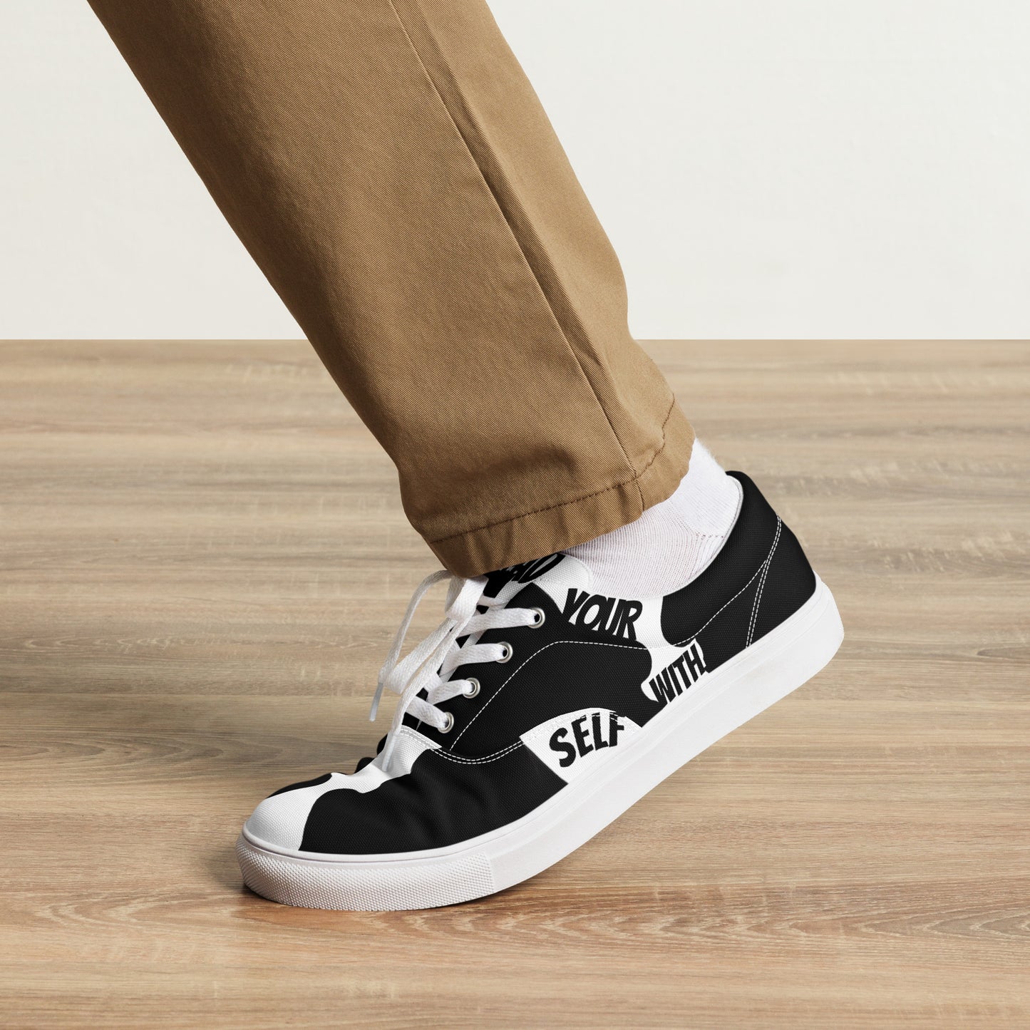 SpotlYght Seeker Men’s Lace-Up Canvas Shoes in Fresh White – Kick it up in style and express your artistic spirit with this must-have Motivate-Merch. 🎨👟