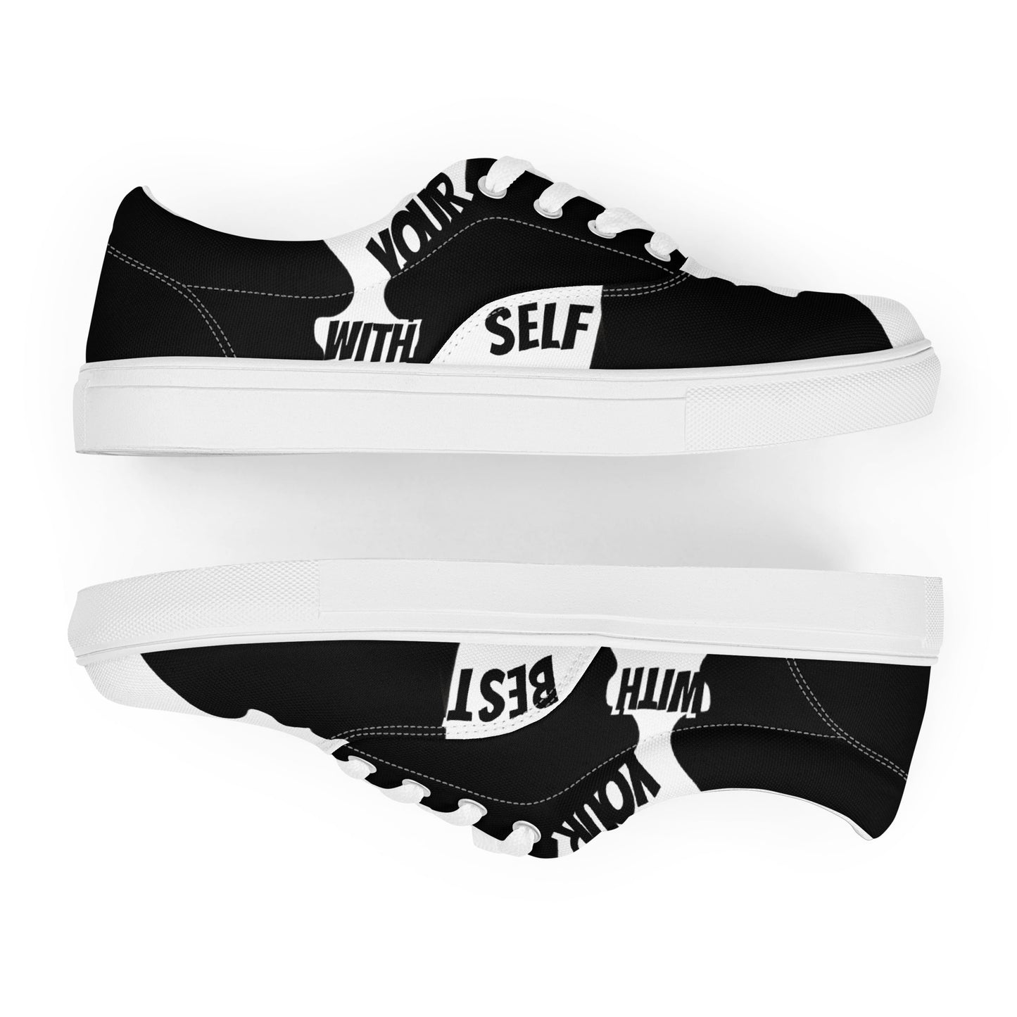 SpotlYght Seeker Men’s Lace-Up Canvas Shoes in Fresh White – Kick it up in style and express your artistic spirit with this must-have Motivate-Merch. 🎨👟