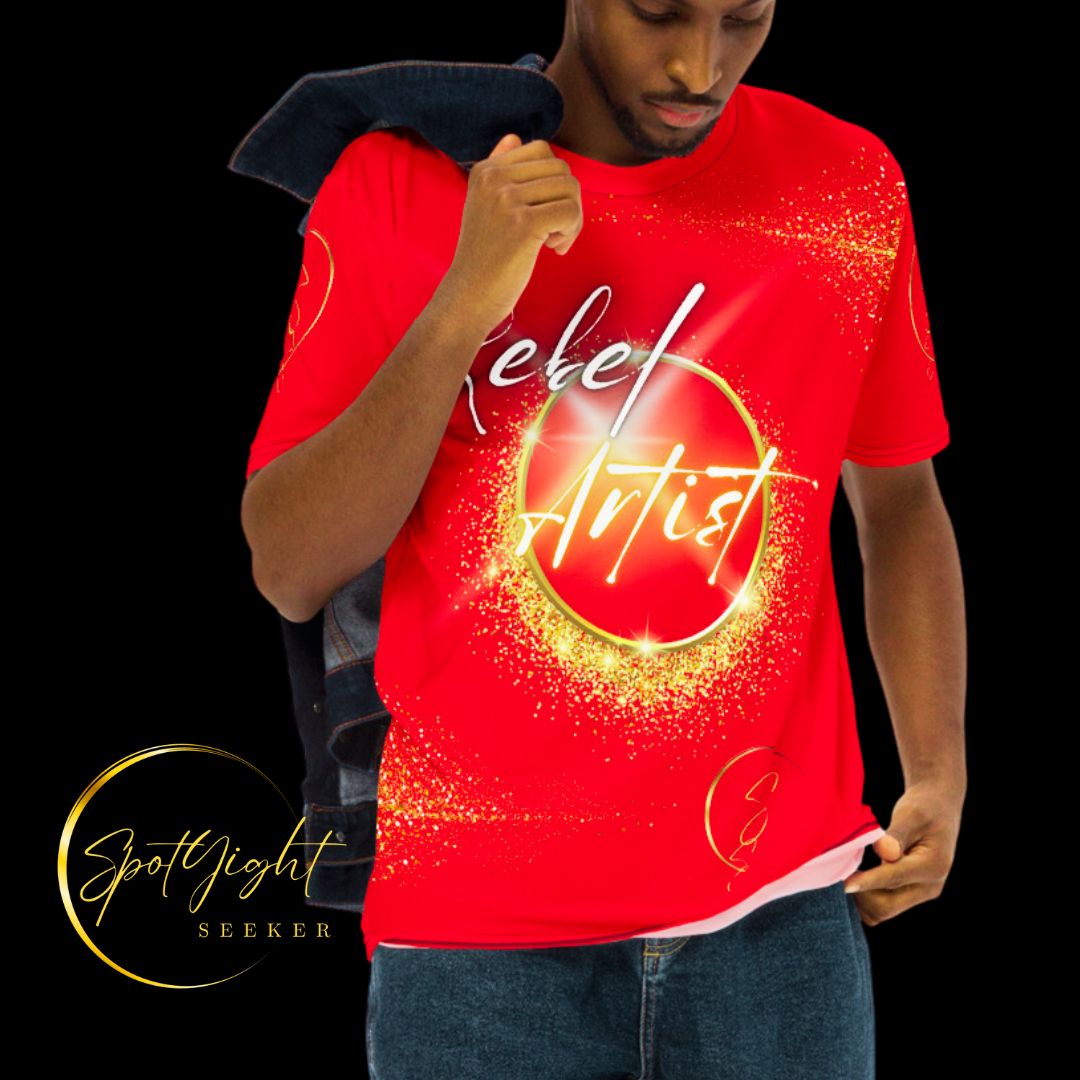 Discover the Essence of Artistic Rebellion: Introducing the Rebel Artist Men's T-Shirt by SpotlYght Seeker. Embrace the unique journey of artists carving their distinctive paths, often misunderstood as rebellious. In reality, these creators are visionary trailblazers, propelling society towards an uncharted future. 