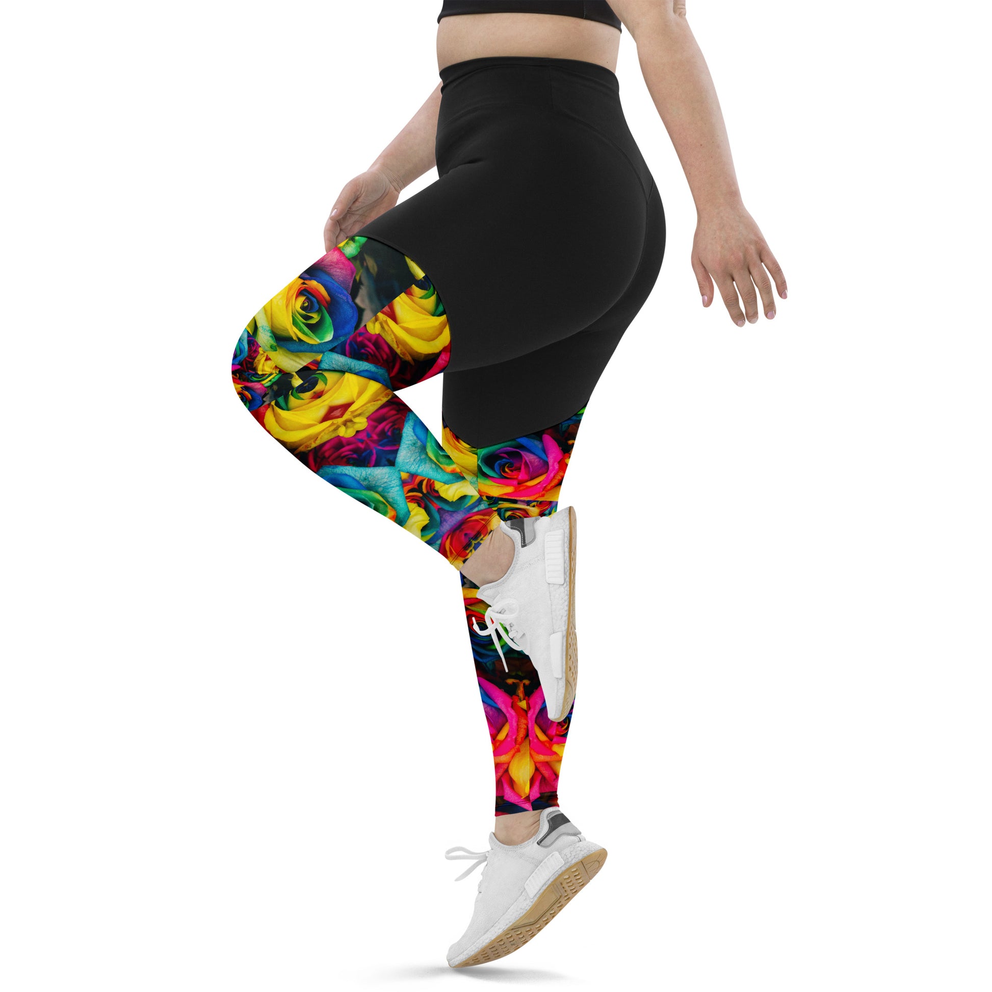 Emote Merch from SpotlYght Seeker - from the Bravo and Roses Collection the Moonlight & Roses Sports Leggings Plus Size for the Female  Artist because artists deserve praise.