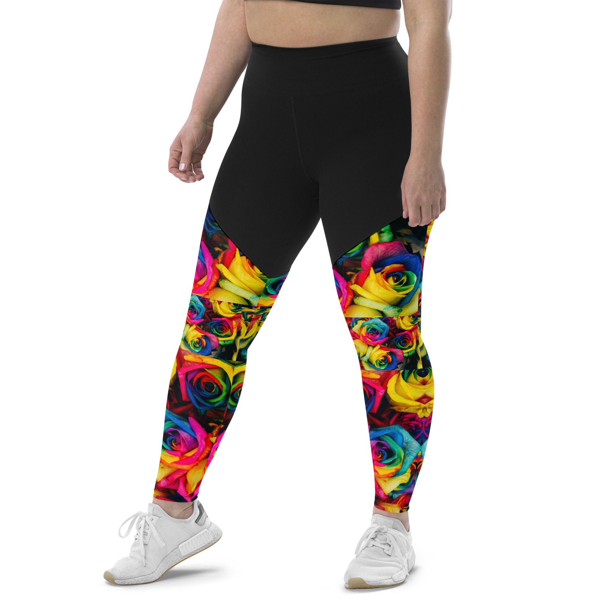 Emote Merch from SpotlYght Seeker - from the Bravo and Roses Collection the Moonlight & Roses Sports Leggings Plus Size for the Female  Artist because artists deserve praise.