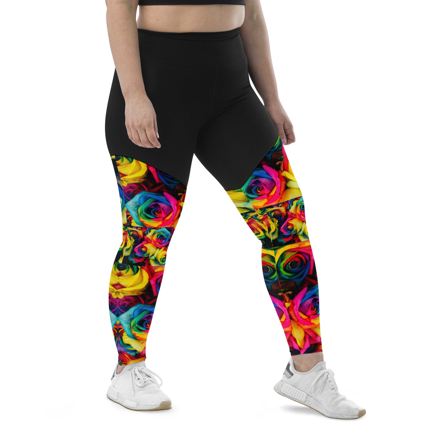 Emote Merch from SpotlYght Seeker - from the Bravo and Roses Collection the Moonlight & Roses Sports Leggings Plus Size for the Female  Artist because artists deserve praise.