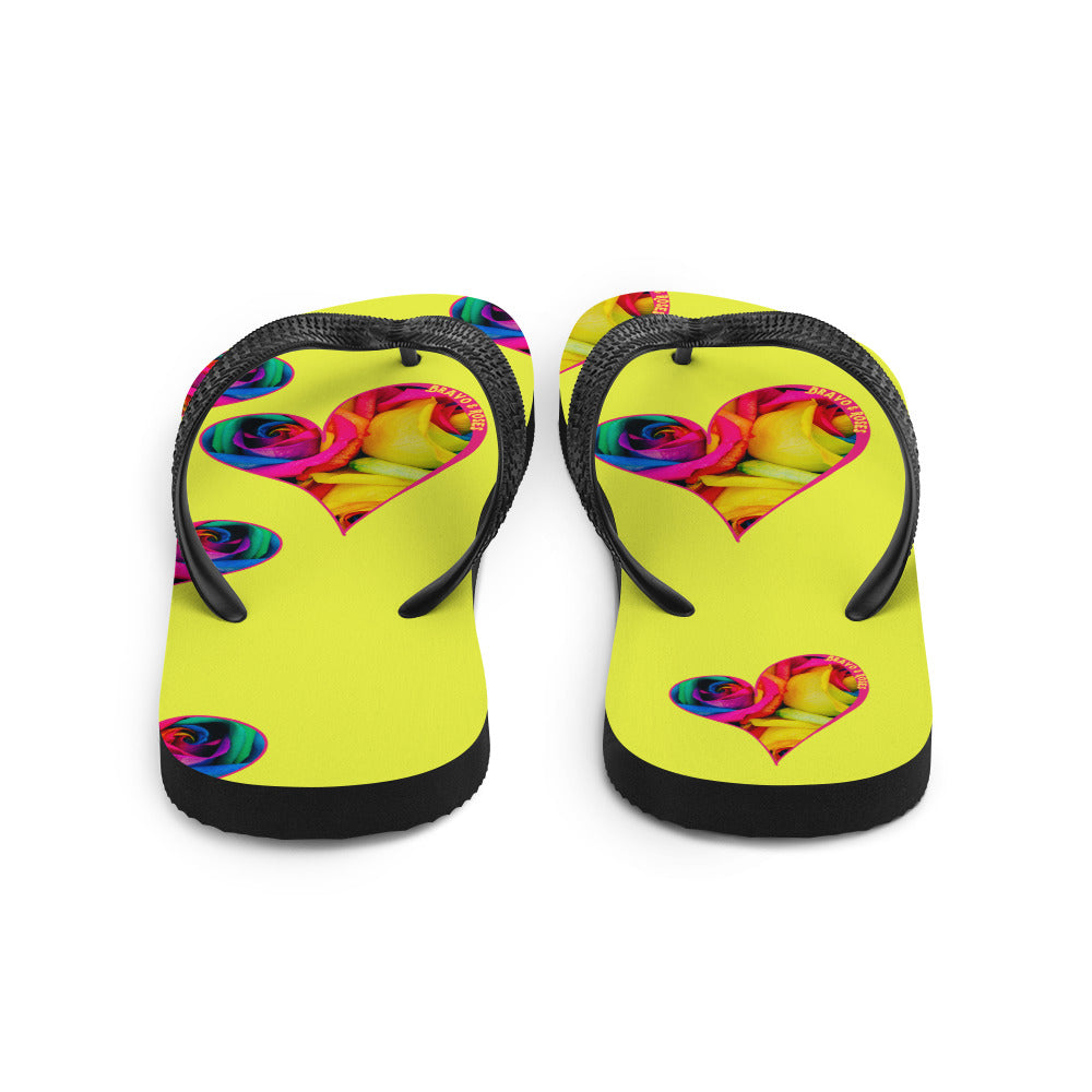 Bravo & Roses Bouquet Flip-Flops - Yellow