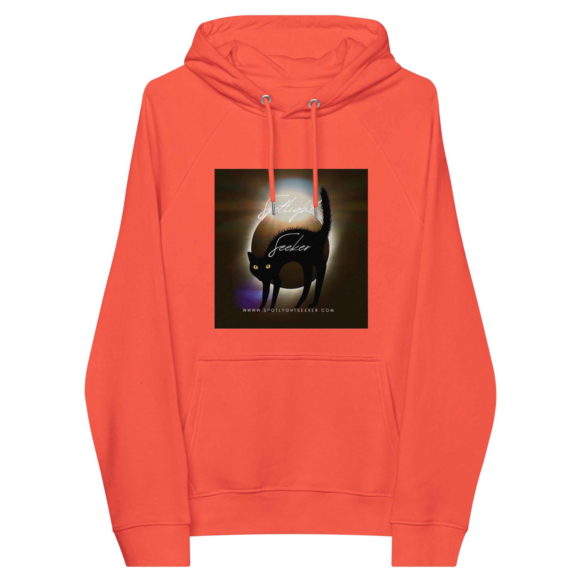 Image of the Cat Call Unisex Fitted Eco Hoodie - 'Woke Kitty' design, a comfortable and stylish hoodie celebrating the connection between artistic awareness and feline charm. Crafted from eco-friendly materials. 🎨😺