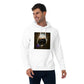 Image of the Cat Call Unisex Fitted Eco Hoodie - 'Woke Kitty' design, a comfortable and stylish hoodie celebrating the connection between artistic awareness and feline charm. Crafted from eco-friendly materials. 🎨😺