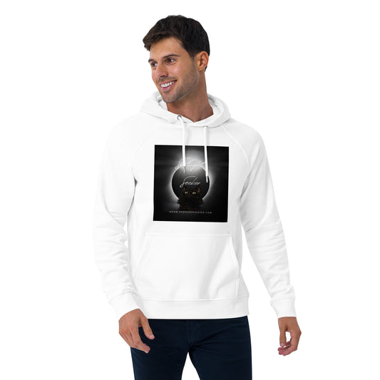 Image of the Cat Call Unisex Fitted Eco Hoodie - 'A Calling' design, a comfortable and stylish hoodie reflecting the theme of artists claiming their birthright in the spotlight. Crafted from eco-friendly materials. 🎨🌟