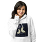Image of the Cat Call Unisex Fitted Eco Hoodie - 'Dos Gotos Dos Gatos' design, a comfortable and stylish hoodie symbolizing artistic spotlight birthright, featuring an artistic portrayal of two cats. Crafted from eco-friendly materials. 🐱🎨