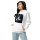 Image of the Cat Call Unisex Fitted Eco Hoodie - 'Dos Gotos Dos Gatos' design, a comfortable and stylish hoodie symbolizing artistic spotlight birthright, featuring an artistic portrayal of two cats. Crafted from eco-friendly materials. 🐱🎨