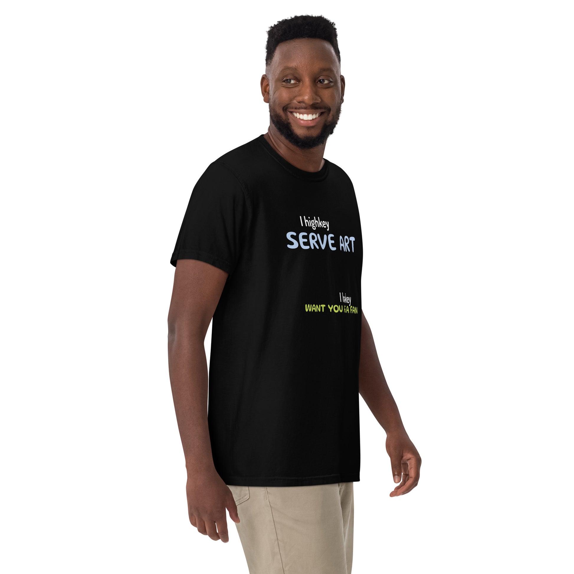 Discover the "I Serve Art" Tee from the Let 'Em Know Collection. Bold, clever texts that speak volumes and turn chance meetings into your next biggest fans. Let 'em know who you are, and watch your squad grow!